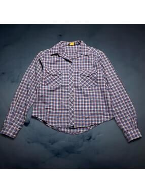 Vintage Y2K Tomboy Le Sport Plaid Button Up Shirt Cropped Fit Women’s Medium